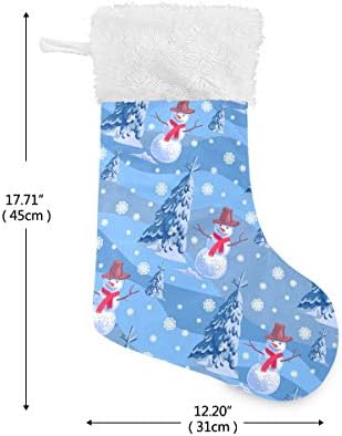 Алаза Божиќни чорапи Снежни и елка Класик Персонализирани големи декорации за порибување за семејни празнични сезони за забави Декор 1 пакет,