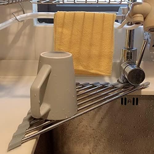 Копче за сушење на садот за миење садови за мијалник за мијалник - повеќенаменска отпорна на топлина, решетката за сушење на мијалник - за многу