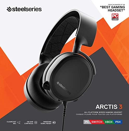 Steelseries Arctis 3 gliends gaming gliends за компјутер, PlayStation 4, Xbox One, Nintendo Switch, VR, Android и iOS - црно