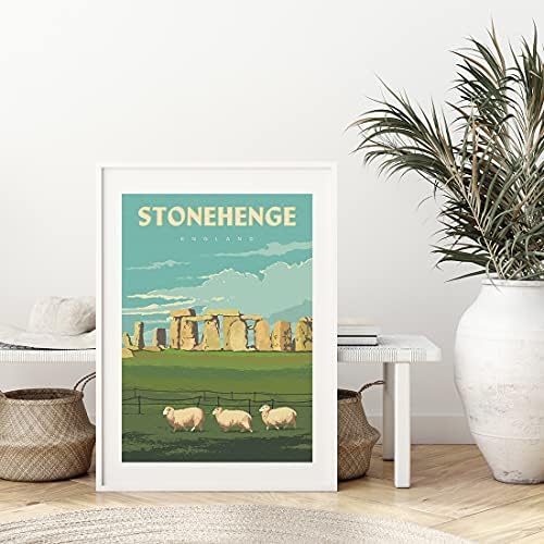 Xtvin Англија Вилтшир Стоунхенџ гроздобер патни постери од целиот светски пејзаж wallиден уметнички печатење декор за сликање подарок за налепници