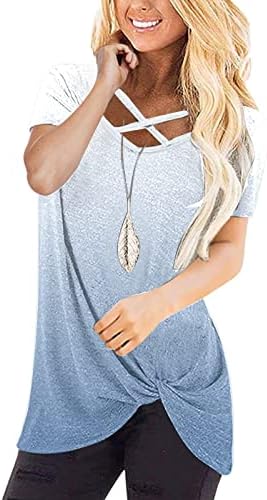 Блуза дами краток ракав 2023 памук против вратот графички лабав вклопување опуштено вклопување завој Топ маица за тинејџерски девојки