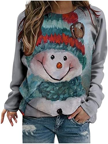 Грд Божиќен Џемпер За Жени Смешни Слатки Зумирање-Во Снешко Гном Печатење Пуловер Блузи Секојдневен Фустан Долги Ракави Кошули