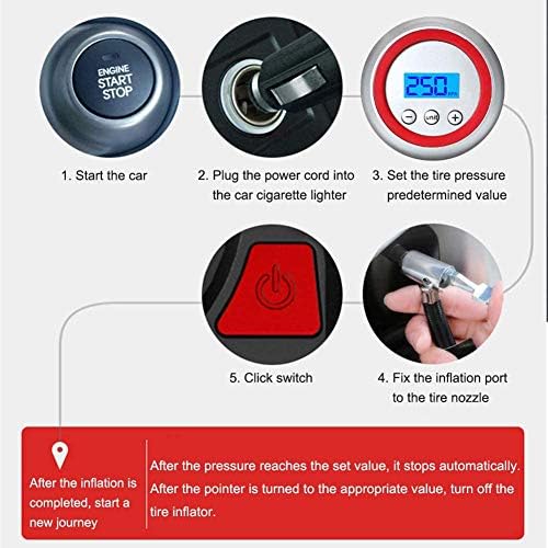 D & XQX компресор за воздух за автомобил, 12V преносен пумпа за гуми со пумпа со LED дигитален дисплеј до 100psi за автомобил