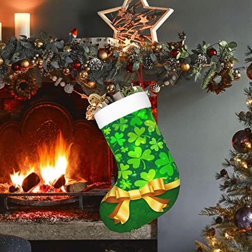Божиќни чорапи на Аугенстер, зелена сјајна детелина, двострана камин на Патрик, виси чорапи