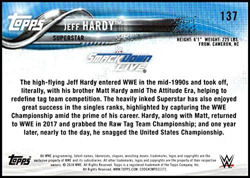 2018 Топс WWE Тогаш Сега Засекогаш 137 Џеф Харди Борење Тргување Картичка
