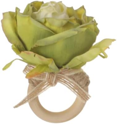 Јингрен Креативен вештачки цвет со салфетка/забава за забави Дрвени прстени за салфетка за трпезариска маса секојдневни семејни собири 3