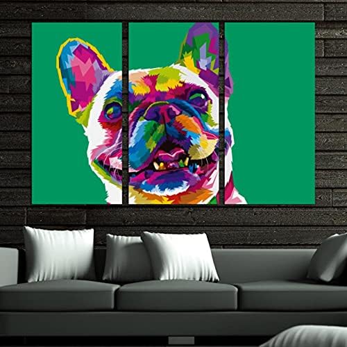 3 парчиња wallидна уметност врамена шарена француска булдог кучиња масло сликарство на платно модерни уметнички дела за дневна соба во спална