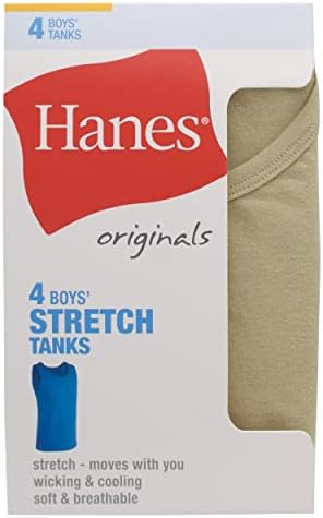 Hanes Originals Момци за момчиња, долна страна на резервоарот за момчиња, истегнување на памук за влага, разновиден 4-пакет
