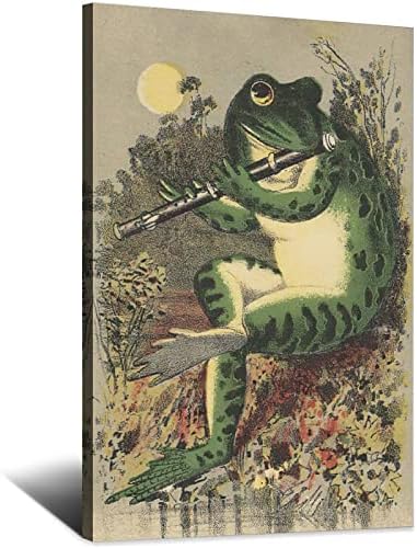 Цртани филмови Аниме Смешно животинско играње на лајт гроздобер банџо жаба Постер слика платно wallидна уметност печатење модерна