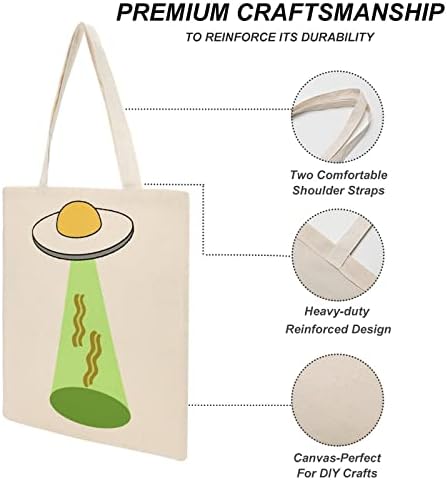Јајце сланина НЛО платно тота торба за еднократна употреба на намирници за намирници со чанти со чанти