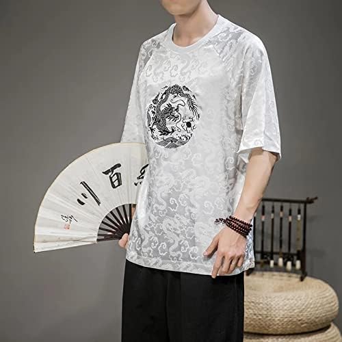 Mmllzel лето маица со кинески стил ретро танг костум вез jacquard лабава кратки ракави мажи облека врвови машки