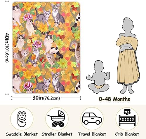 Swaddle Clabte Zinnia цветни мачки јавор памучно ќебе за новороденчиња, примање ќебе, лесен мек ќебе за креветчиња за креветчиња, шетачи, расадници,
