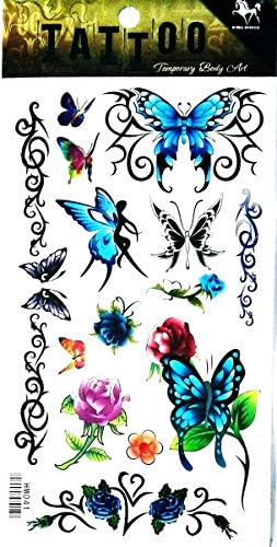 Nipitshop 1 лист жени привремени тетоважи пеперутка и цветно тело уметност тетоважа налепница лажен тато