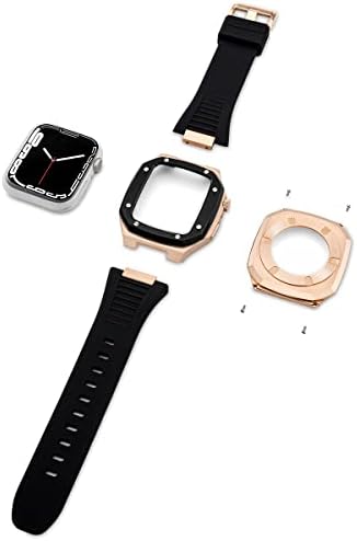 НАЈНОВИОТ Нерѓосувачки Челик ЗА Apple Watch Band 7 44mm 45mm Благороден Метал за Iwatch Серија 7 6 SE 5 41mm 40mm комплет За Модификација