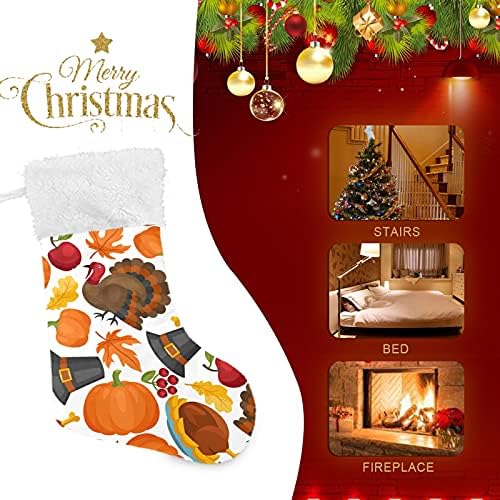 Божиќни чорапи на Алаза Среќни Денот на благодарноста Класик Персонализирани големи декорации за порибување за семејни сезонски
