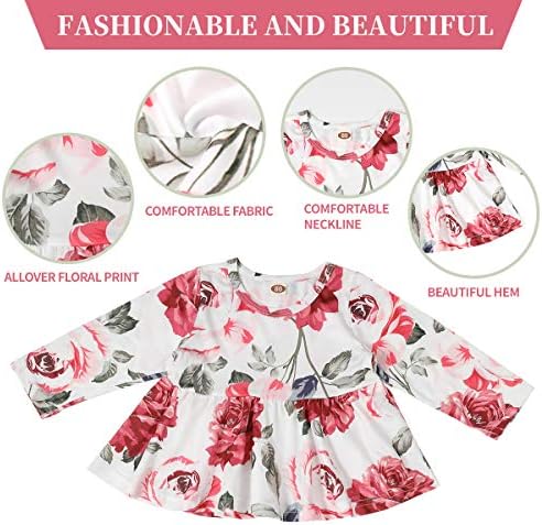 Облека облека облека облека за деца облека облека цветен фустан врвот со искинати фармерки панталони поставени црвени рози