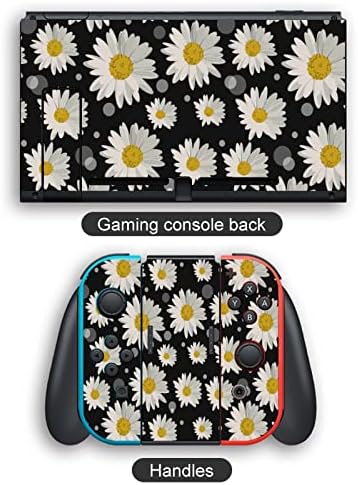 Бела маргаритки кругови налепници Прекрасна шема целосна заштита на кожата за завиткување за прекинувач Nintendo за прекинувач