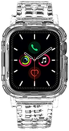 Almiao Crystal Clear Band за Iwatch Apple Watch Bands со стилски дизајн и носење кутија компатибилен со IWatch Series SE/6/5/4/3/2/1