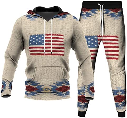 LCEPCY VINTAGE AMERICAN LAME MANS MANSCUIT 2 парчиња облека облеки Поставете обични дуксери со долги ракави за џвакачи со џемпери