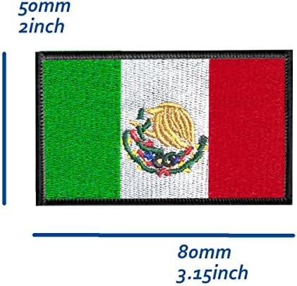 2 ПЦС Мексико знаме за крпеница, 2 × 3,15 инчи извезени мексикански закрпи со задната ознака за кука за панталони за ранец на ранец на ранец