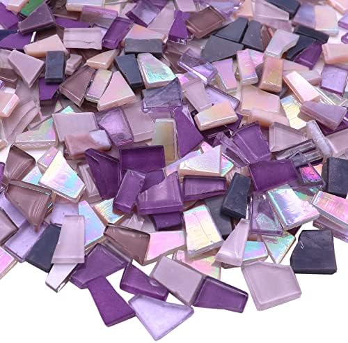 Виолетова мешана неправилна стаклена стаклена плочки за мозаик за уметнички занаети