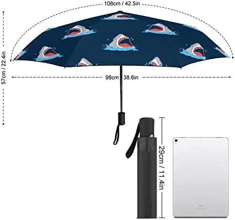 Шема на ајкула 3 Пати Автоматско Отворање Затворање На Анти-УВ Чадор За Патување Чадор Преносни Летни Чадори