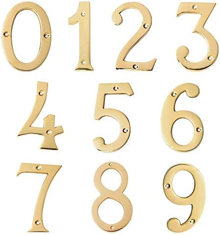 Мотив 4-инчен цврст месинг лакиран полиран на отворено декор броеви броеви за куќи за броеви за надворешни броеви на адреса за адреса за врата