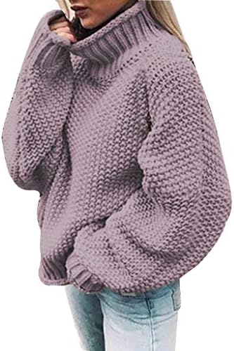 FQZWONGенски моден моден преголем теренс од вафли плетени врвови џемпер случајна цврста зимска топла лабава пулвер џемпер