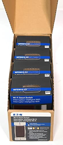 Eaton WFSW15-C7-SP-L Wi-Fi паметен прекинувач со индикатор за вклучување/исклучување на LED, кафеава црна сива боја, единечен