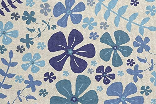 Ambesonne цветни јога мат пешкир, ботанички тематски природни мотиви синкави цвеќиња и гранки на обична позадина, подлога за вежбање