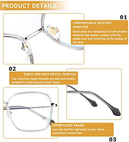 Дуко Ретро Плоштад Сини Светлосни Очила За Жени Преголеми Очила За Блокирање На Сини Зраци Компјутерски Очила Тинејџери Модни Очила