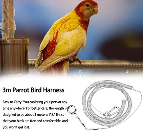 Luckycy Pet Bird Bird Anklet, Parrot Foot Chain 3m Ultra-лесен папагал Bird Harness Leash Anti-bite на отворено летање за летање, јаже за миленичиња