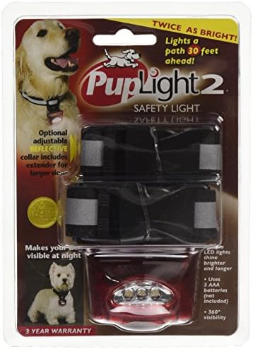 PupLight2 Двојно Посветла Со Рефлектирачка Безбедносна Јака За Кучиња, Црна