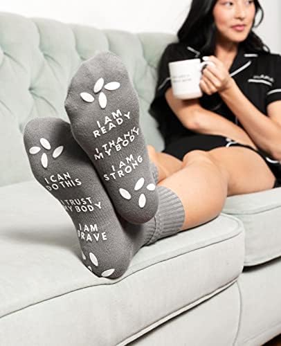 Сончогледот мајчинство потврда за болнички чорапи за труд и породување - чорапи за зафатнини без лизгање за мајки