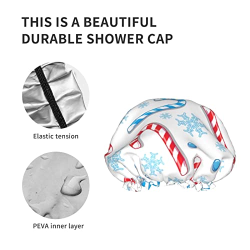 Womenените што можат да се користат затегнати капа за коса, божиќна хипстер бонбони трска двојни слоеви водоотпорна капа за бања за туширање