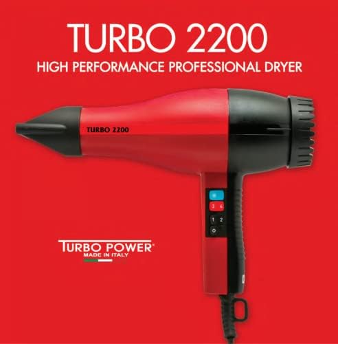 Пибс Турбо Моќ 2200 Професионални Фен За Коса, Црвена / Црна, лесен &засилувач; Handономски Рачка Направени Во Италија