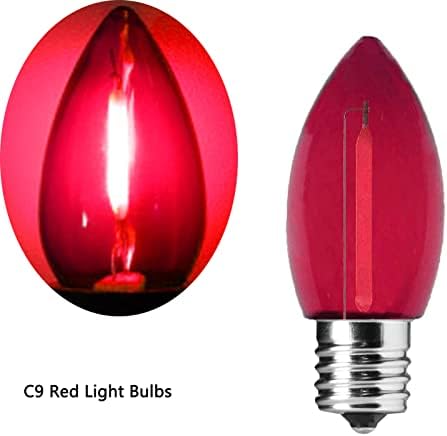 C9 Црвена Сијалица 1W Shatterproof C9 Божиќни Светла Е17 Средна База Пластични Led Замена Светилки Декоративни LED Влакно Светло