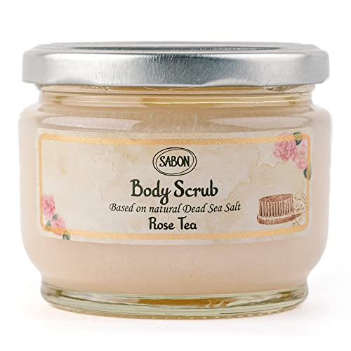 Skon Body Scrub - Роуз чај | Ексфолирајќи го мелењето на телото со сол на мртво море | Бергамот, бела роза, Јасмин | За сите типови