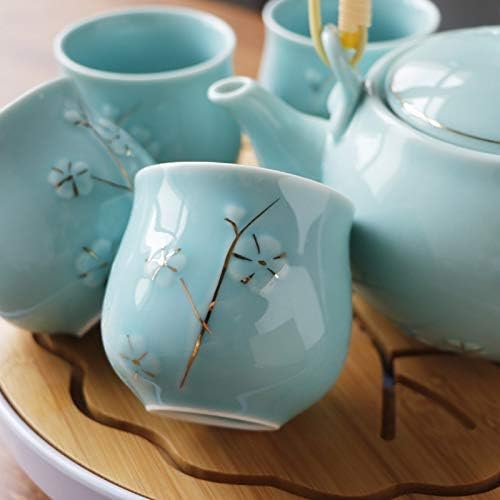 Twdyc 6pcs Рачно изработена порцеланска глазура боја кунг фу чај сет Зен чај здравство затемнување голем капацитет чајник чајник