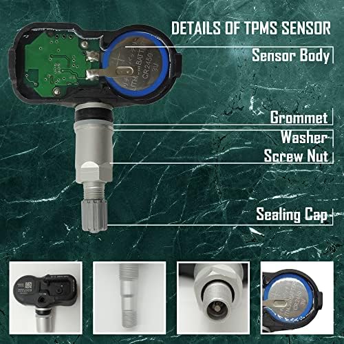 Сензор за мониторинг на притисок на гумите во гумите - Сет на сензори за притисок на гумите 315MHz TPMS од 1, компатибилен со