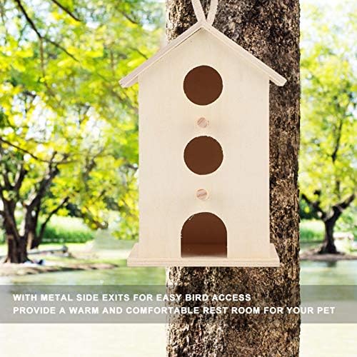 Топло удобно дрвени висечки гнезда на птици, кутија за одгледување мала куќа, кутија за одмор на отворено градинарски материјали