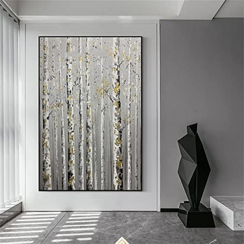 Yxbdn шумско растение масло сликарство со голема големина модерно апстрактно платно сликарство за дневна соба декорација на рамка