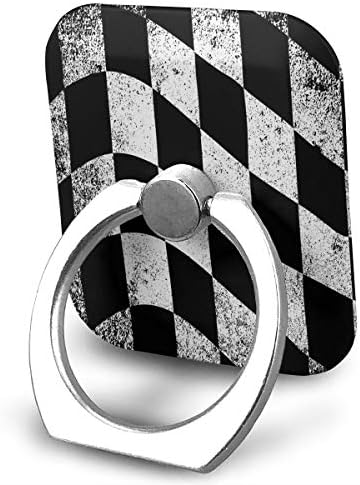 Телефонски штанд со карирано знаме црно -бел држач за прстени за прилагодлив 360 ° ротација Телефонски штанд за iPad, поттикне, телефон X/6/6S/7/8/8