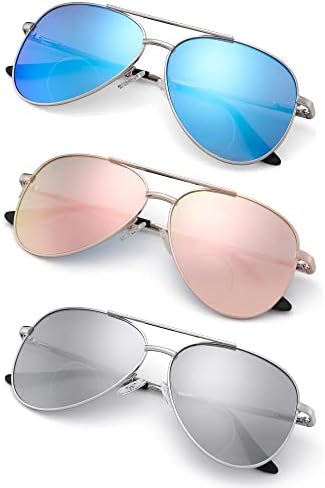 Софили 3 пакувања со очила за сонце на бифокално читање за жени, очила за читатели на авијатичари ги огледале нијансите UV400