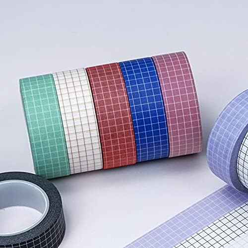 Сет за лента за миење садови, Дакуан 12 ролни од 15 мм широки декоративни ленти за хартија со боја на хартија 33 стапки по ролна