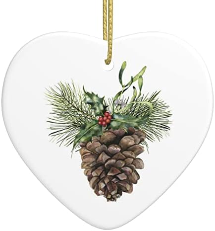 Божиќен Керамички Приврзок За Срце Од Борови Шишарки, 2022 Популарен Приврзок За Семејна Камен