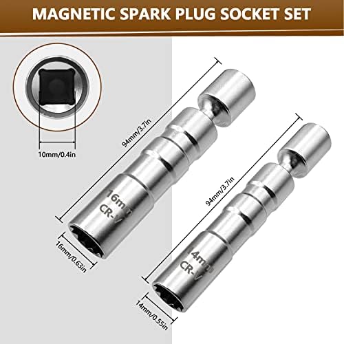 Приклучок за магнетна свеќичка, тенок wallид со приклучоци од 14мм/16мм, 3/8-инчи 12 точки тенок wallид на вртење, подобрена магнетна, алатка