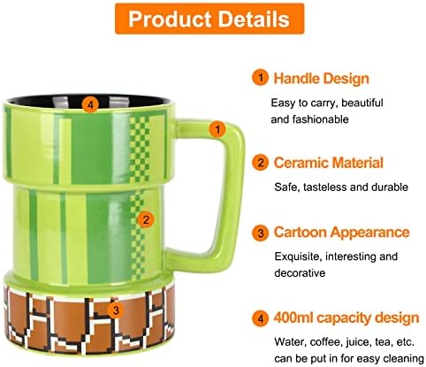 Вода чаша Teamsky 400ml, иновативна цртана керамичка кафе кригла со рачка за домашни подароци за домашни пијалоци