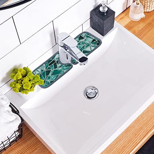 Кујна бања мијалник тапа мат геометриска сина тиркизна прскалка за прскање вода чешма со мијалник 3 пакувања абсорбента за чистење крпа