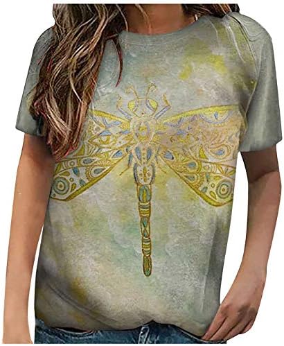 uikmnh женски блузи летни кратки ракави маички ламјкови со кошула на ракав Raglan